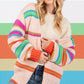 SAGE + FIG Rainbow Striped Open Front Knit Cardigan