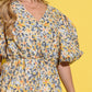 And The Why Full Size Floral Surplice Puff Sleeve Dress