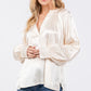 SAGE + FIG Notched Long Sleeve Blouse